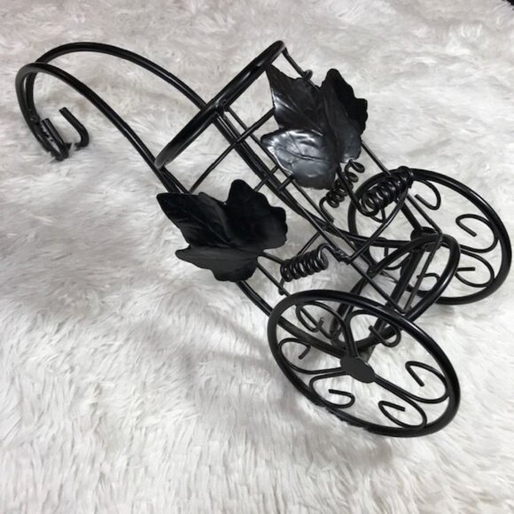 NWOT Black Metal Grapevine Scroll Wine Cart Display - Picture 1 of 9
